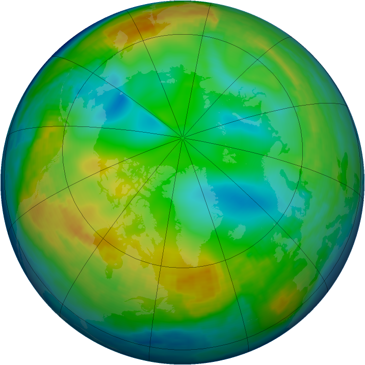 Arctic ozone map for 22 December 1996
